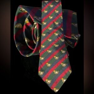 Elegant Striped Guy Laroche Tie with Brass Horns
